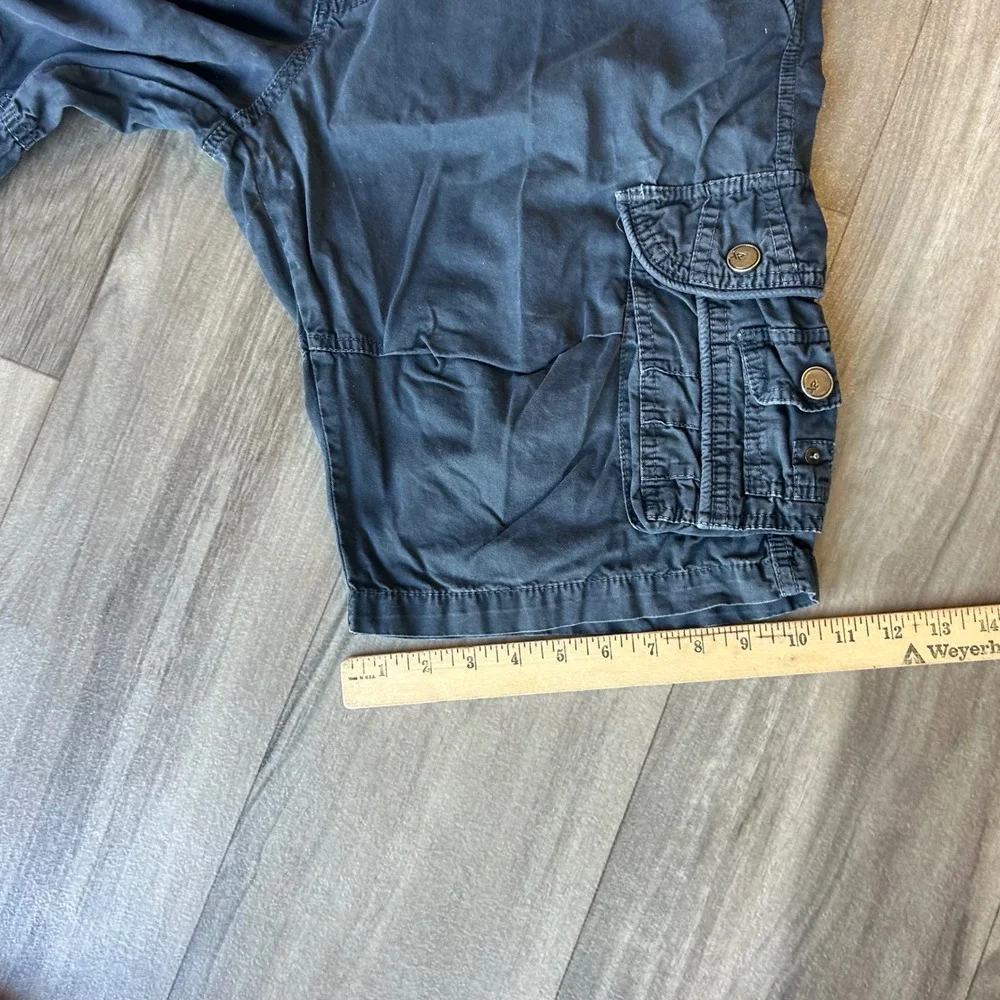 Xray Jeans Mens Cargo Shorts Navy Blue Faded Size 36 Multi Pocket Utility Casual